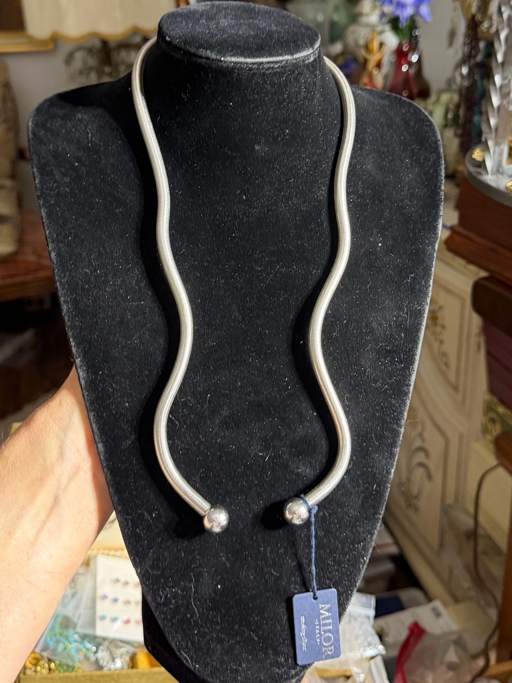 Milor Italy Sterling Silver Flexible Necklace Bracelet NEW